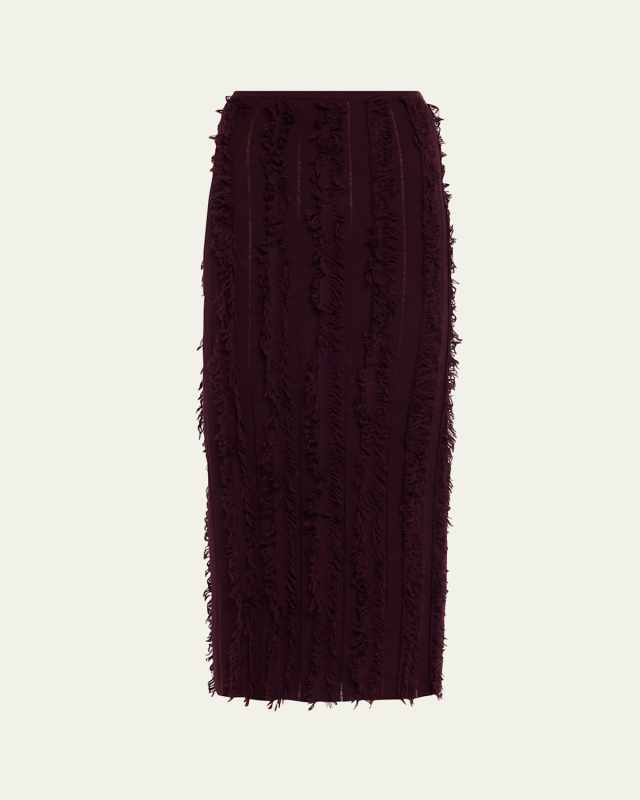 Evangeline Fringed Knit Maxi Pencil Skirt